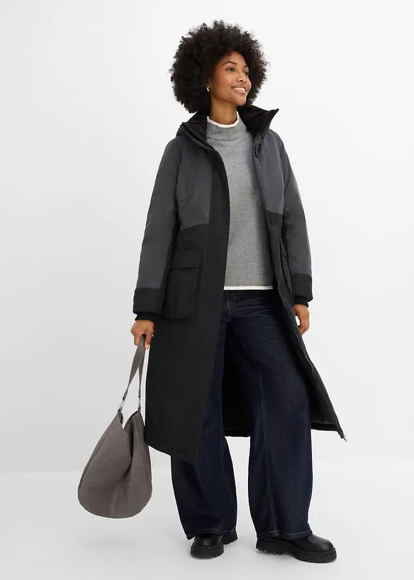 Manteau d&eacute;perlant avec empi&egrave;cement contrastant r&eacute;fl&eacute;chissant, bonprix