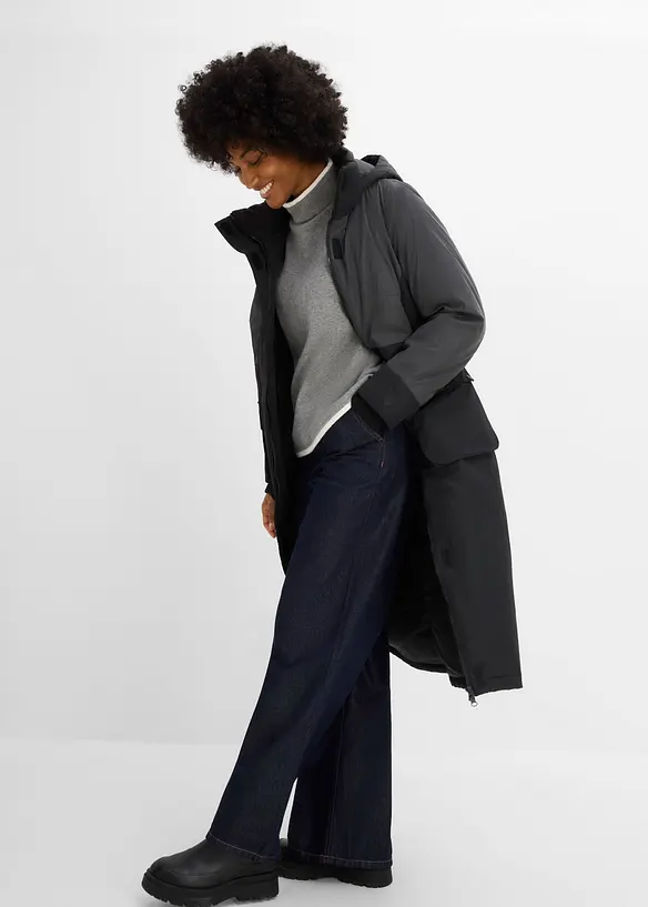 Manteau d&eacute;perlant avec empi&egrave;cement contrastant r&eacute;fl&eacute;chissant, bonprix