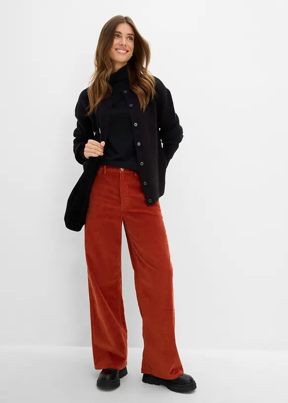 Pantalon en velours de coton c&ocirc;tel&eacute;, bonprix