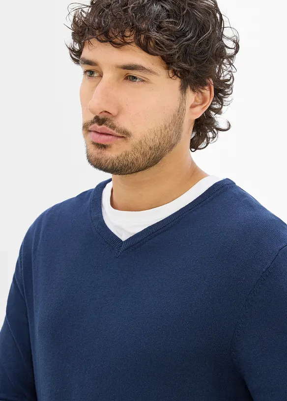 Feinstrickpullover mit V-Ausschnitt (2er Pack), bonprix