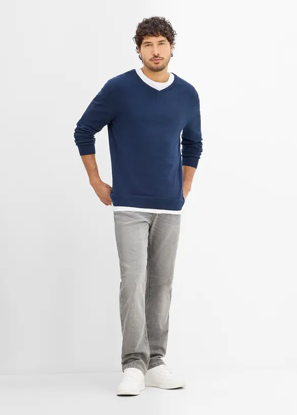 Feinstrickpullover mit V-Ausschnitt (2er Pack), bonprix