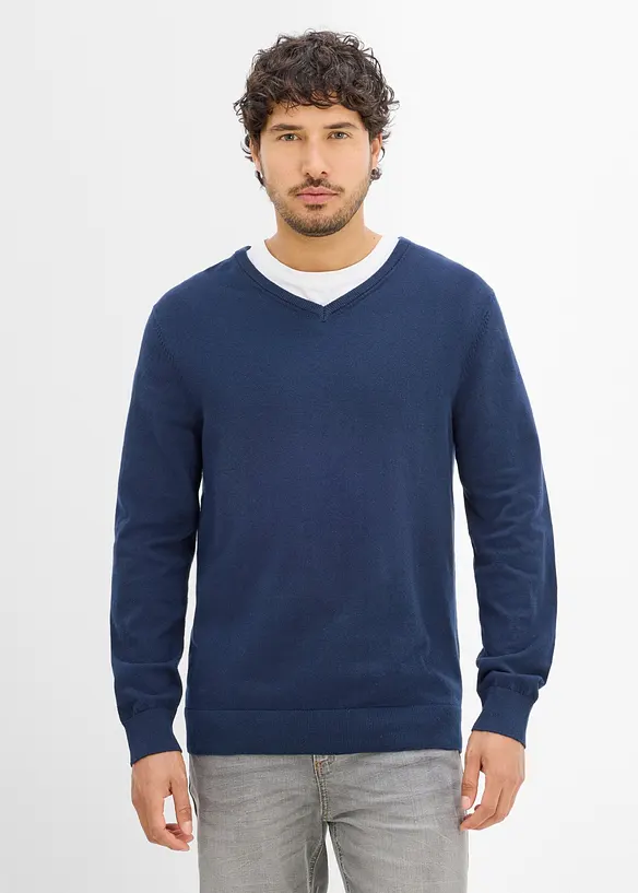Feinstrickpullover mit V-Ausschnitt (2er Pack), bonprix