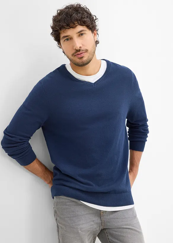 Feinstrickpullover mit V-Ausschnitt (2er Pack), bonprix