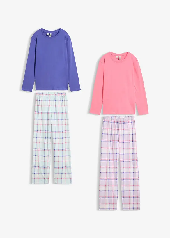 2 Pyjamas aus reiner Bio-Baumwolle (4-tlg.Set), bonprix