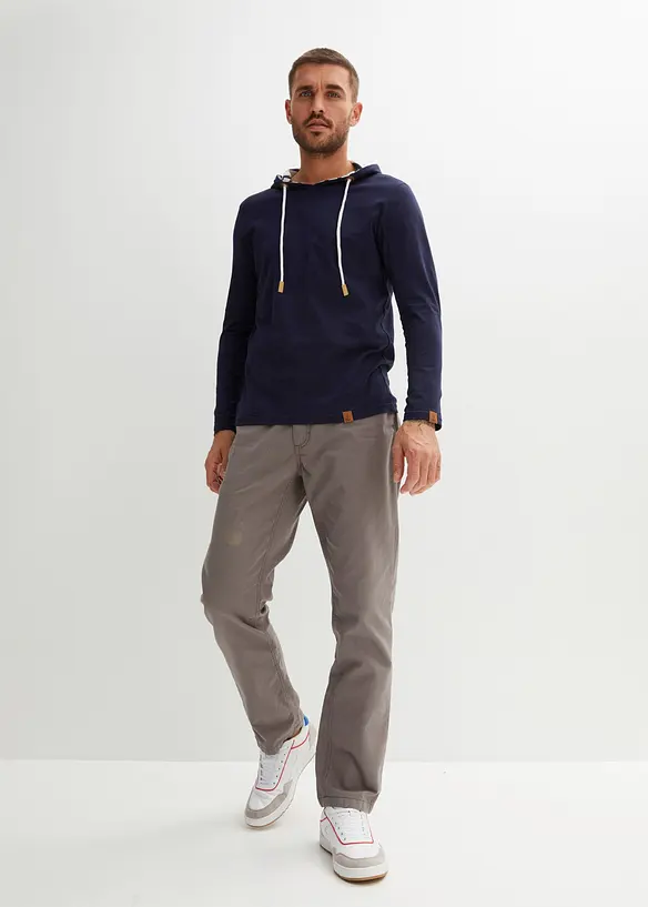 T-shirt manches longues &agrave; capuche en coton, bonprix