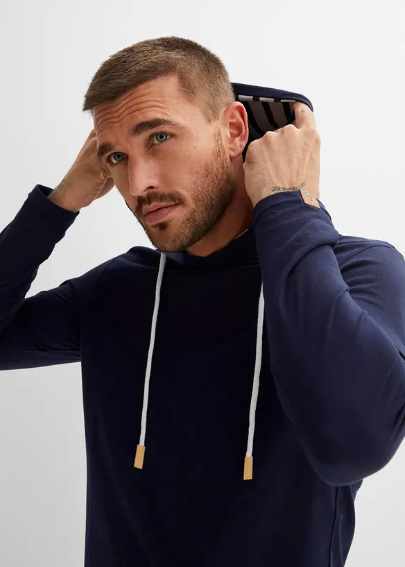 T-shirt manches longues &agrave; capuche en coton, bonprix