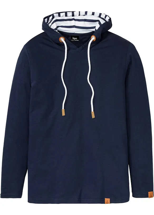 T-shirt manches longues &agrave; capuche en coton, bonprix