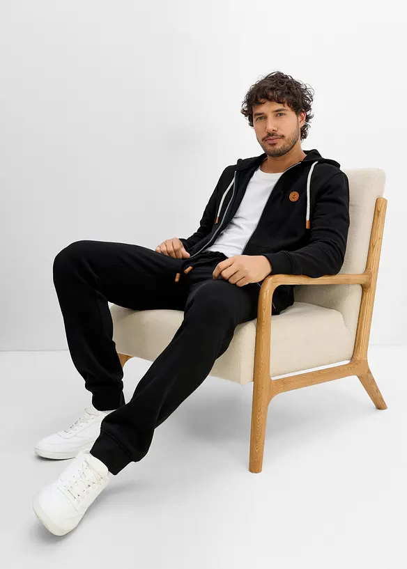 Sweat zipp&eacute; &agrave; capuche et d&eacute;tails enduits, bonprix