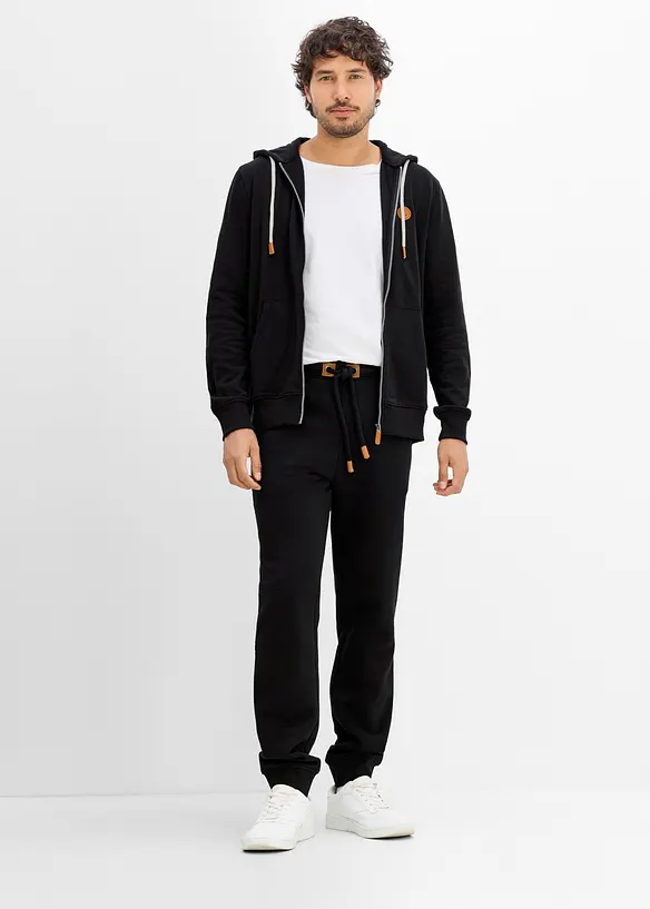 Sweat zipp&eacute; &agrave; capuche et d&eacute;tails enduits, bonprix