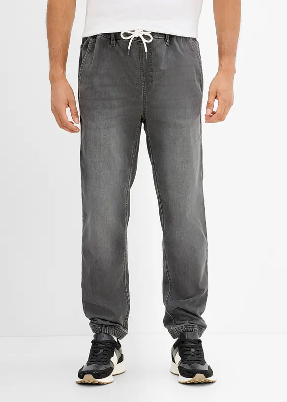 Jean jogger regular &agrave; taille &eacute;lastiqu&eacute;e, droit, bonprix