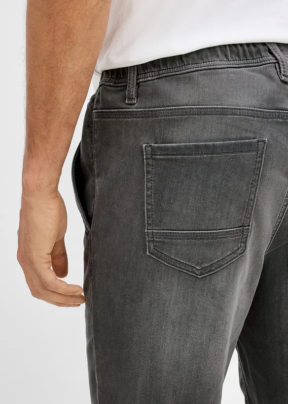 Jean jogger regular &agrave; taille &eacute;lastiqu&eacute;e, droit, bonprix