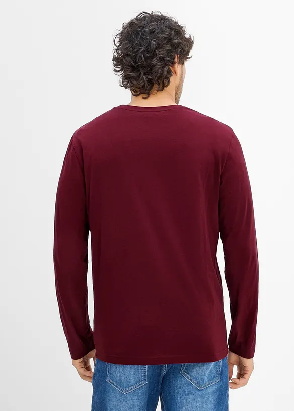 Lot de 2 T-shirts manches longues 100% coton, bonprix