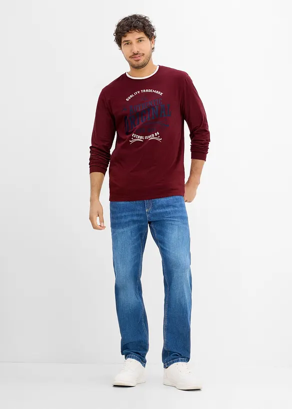 Lot de 2 T-shirts manches longues 100% coton, bonprix