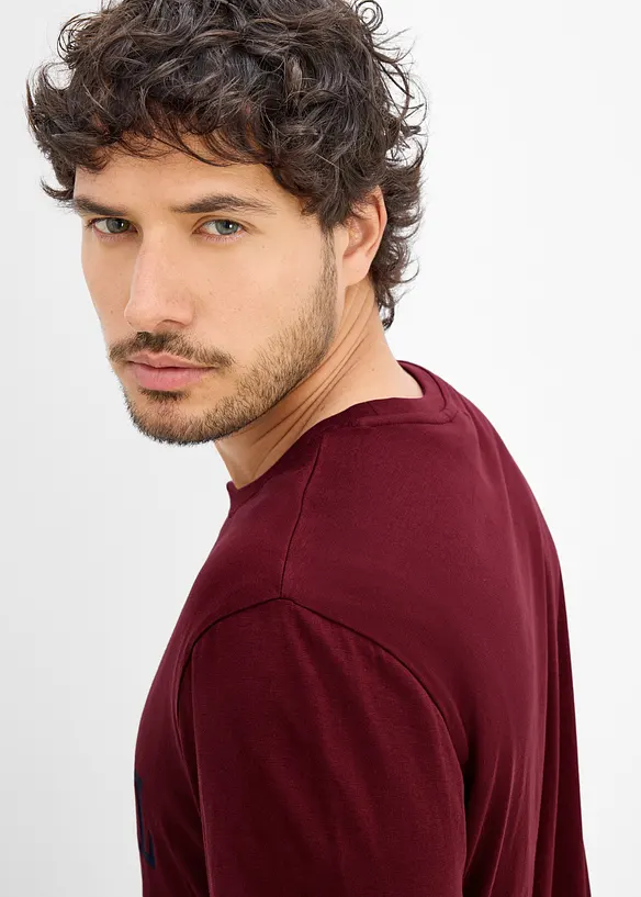 Lot de 2 T-shirts manches longues 100% coton, bonprix