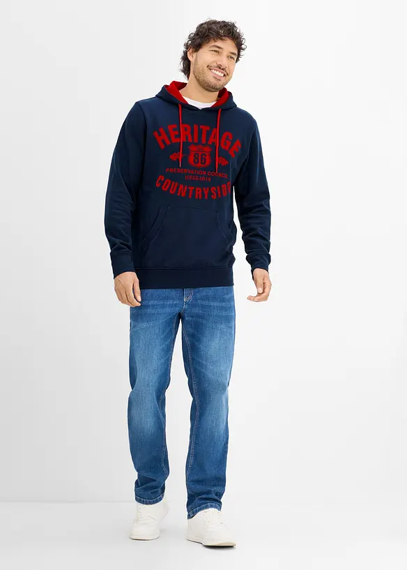 Sweat &agrave; capuche, imprim&eacute; floqu&eacute;, bonprix