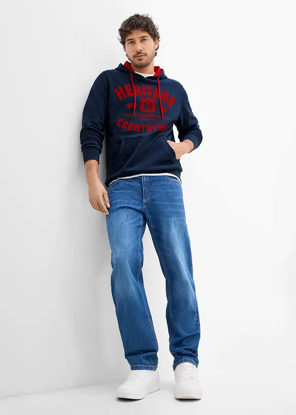 Sweat &agrave; capuche, imprim&eacute; floqu&eacute;, bonprix