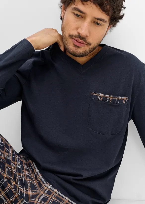 Pyjama mit Bio-Baumwolle und langen &Auml;rmeln, bonprix