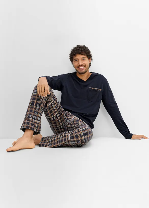 Pyjama mit Bio-Baumwolle und langen &Auml;rmeln, bonprix