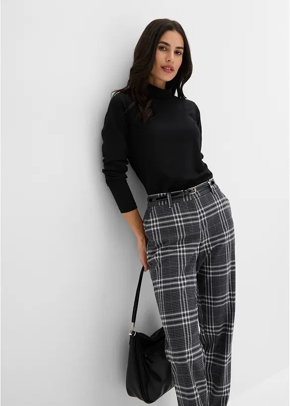 Pantalon extensible &agrave; carreaux, bonprix