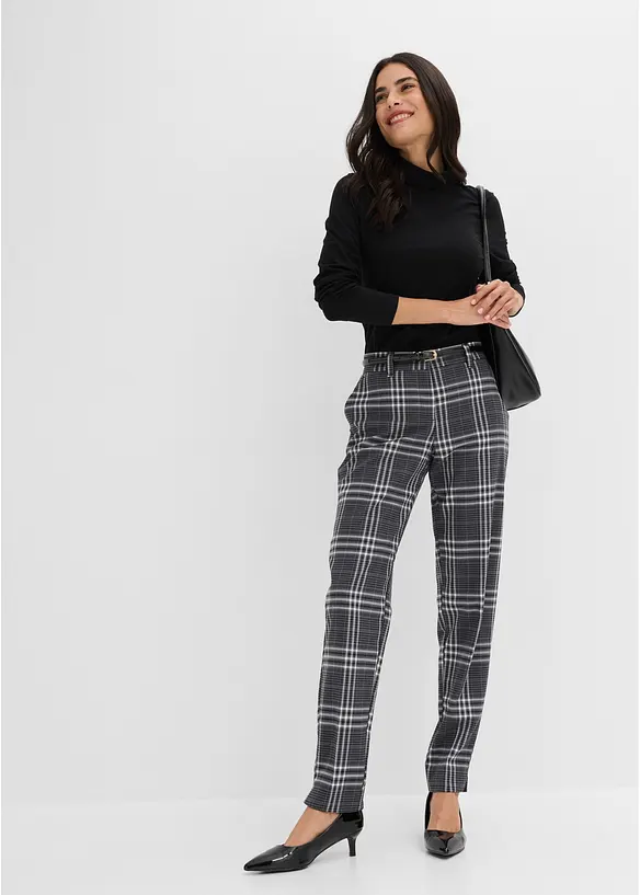 Pantalon extensible &agrave; carreaux, bonprix
