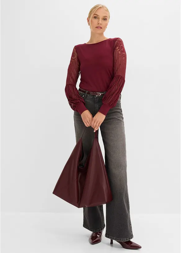 T-shirt manches longues en viscose extensible, bonprix