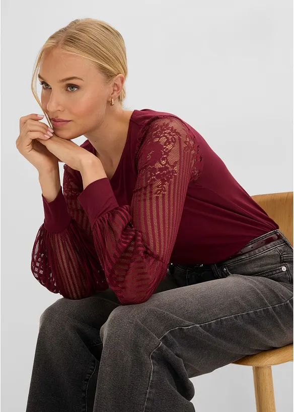 T-shirt manches longues en viscose extensible, bonprix