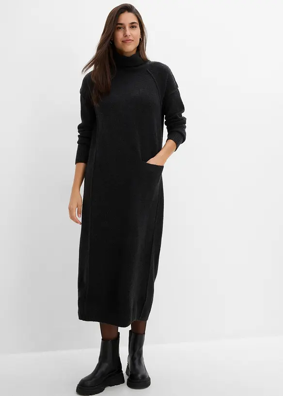 Robe en maille &agrave; col roul&eacute;, bonprix