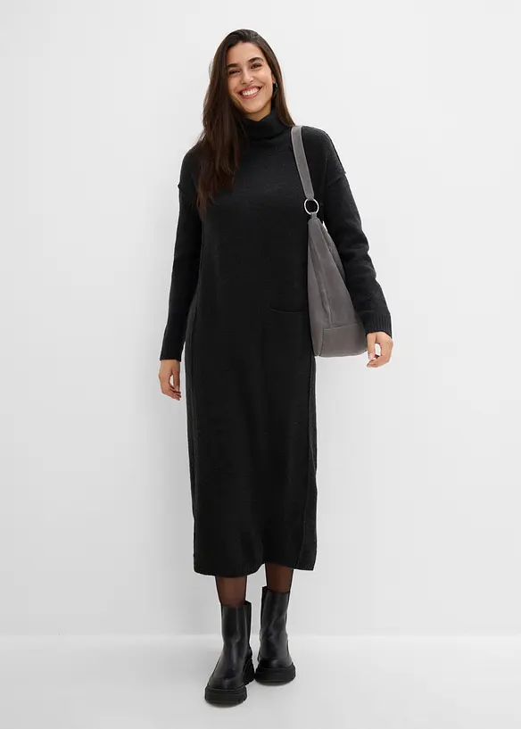 Robe en maille &agrave; col roul&eacute;, bonprix