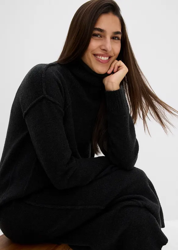 Robe en maille &agrave; col roul&eacute;, bonprix