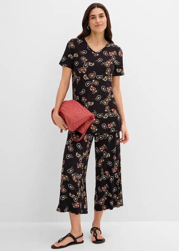 T-shirt et jupe-culotte en viscose fluide (ens. 2 pces), bonprix
