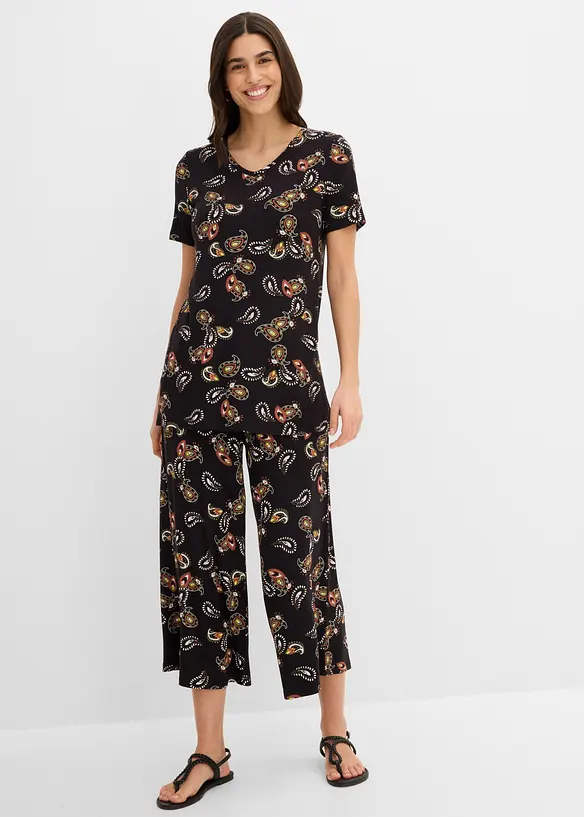 T-shirt et jupe-culotte en viscose fluide (ens. 2 pces), bonprix