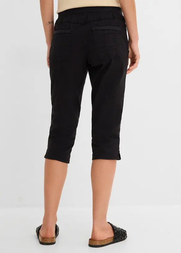 Pantalon corsaire en coton extensible avec lien &agrave; nouer, bonprix
