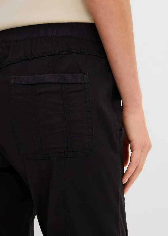 Pantalon corsaire en coton extensible avec lien &agrave; nouer, bonprix