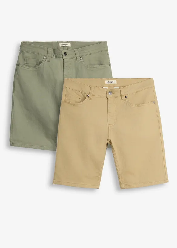 Stretch-Bermuda in Regular Fit (2er-Pack), bonprix