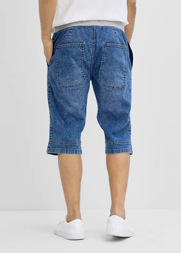 Leichte Long Schlupf-Jeans-Bermuda mit Dehnbund, Relaxed Fit, bonprix