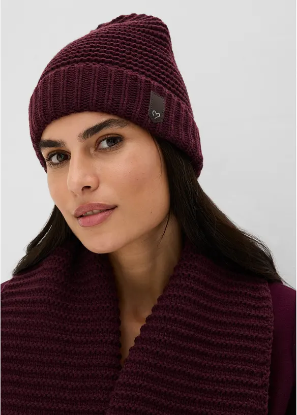 gestrickte M&uuml;tze mit Applikation, bonprix