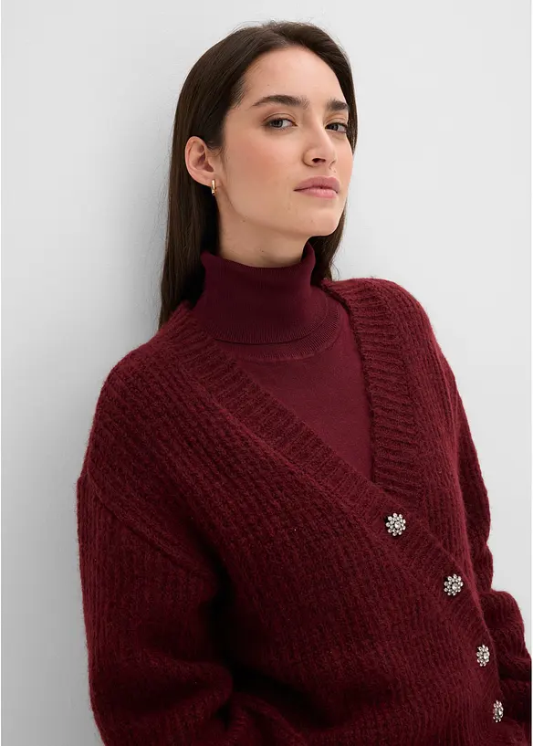 Grobstrickjacke aus weichem Wollmix, bonprix