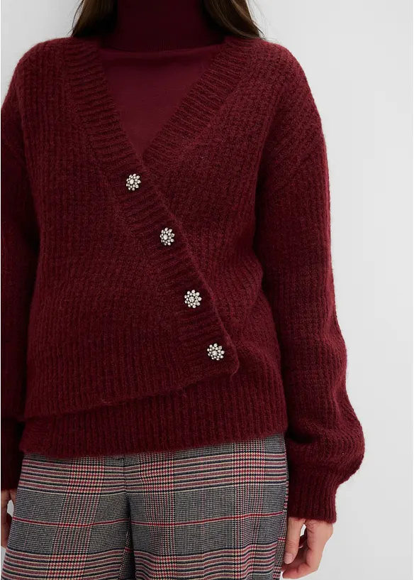 Grobstrickjacke aus weichem Wollmix, bonprix