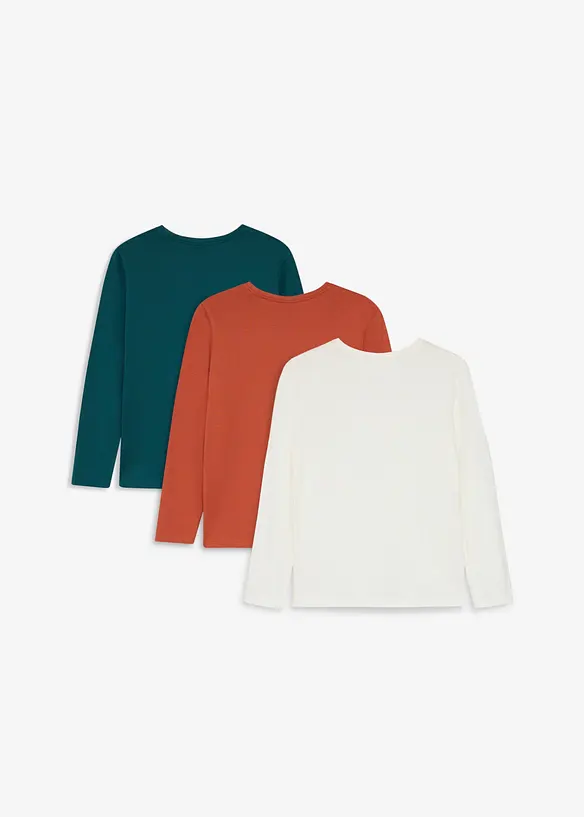 Lot de 3 T-shirts manches longues coton, bonprix