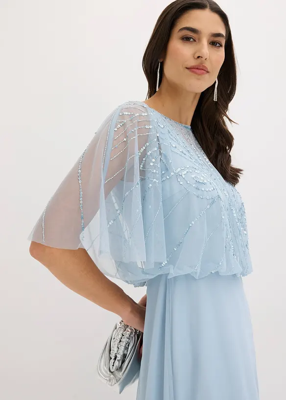 Maxikleid aus feinem T&uuml;ll mit Paillettenstickerei, bonprix