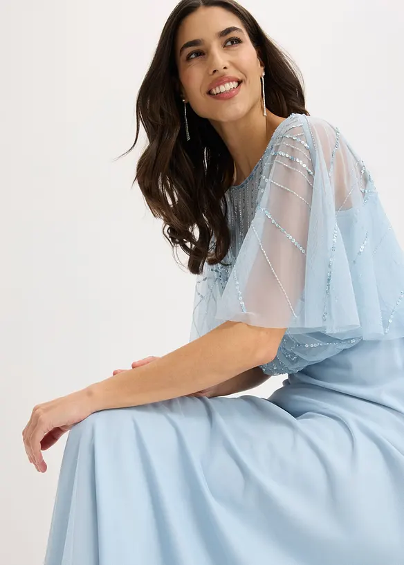 Maxikleid aus feinem T&uuml;ll mit Paillettenstickerei, bonprix