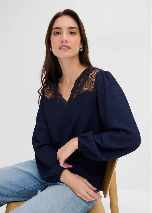 Langarmshirt mit Spitze, bonprix