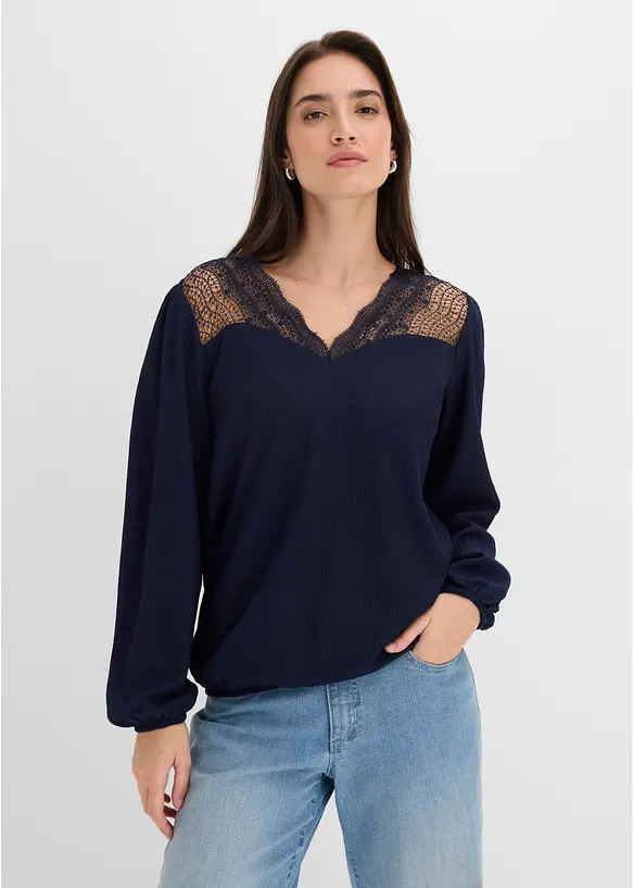 Langarmshirt mit Spitze, bonprix