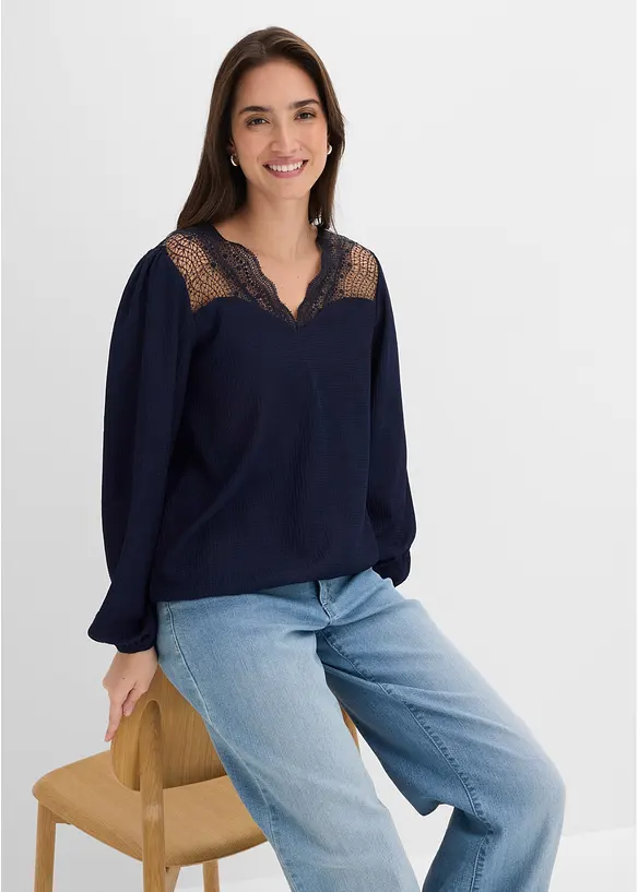 Langarmshirt mit Spitze, bonprix