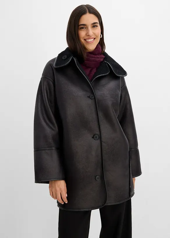 Oversized Lammfellimitat-Jacke, bonprix