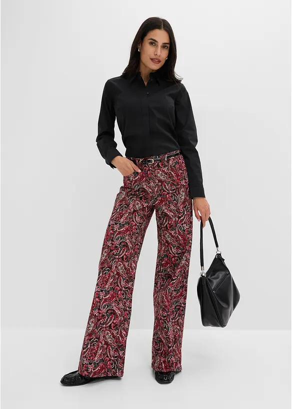 Wide-Leg-Stretchhose mit Baumwolle, bonprix