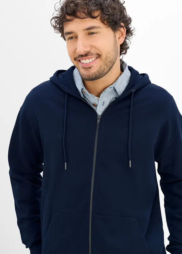 Sweat zipp&eacute; &agrave; capuche, coupe ample, bonprix