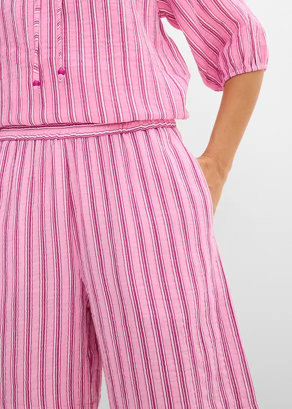 Short en gaze de coton &agrave; taille &eacute;lastiqu&eacute;e, bonprix