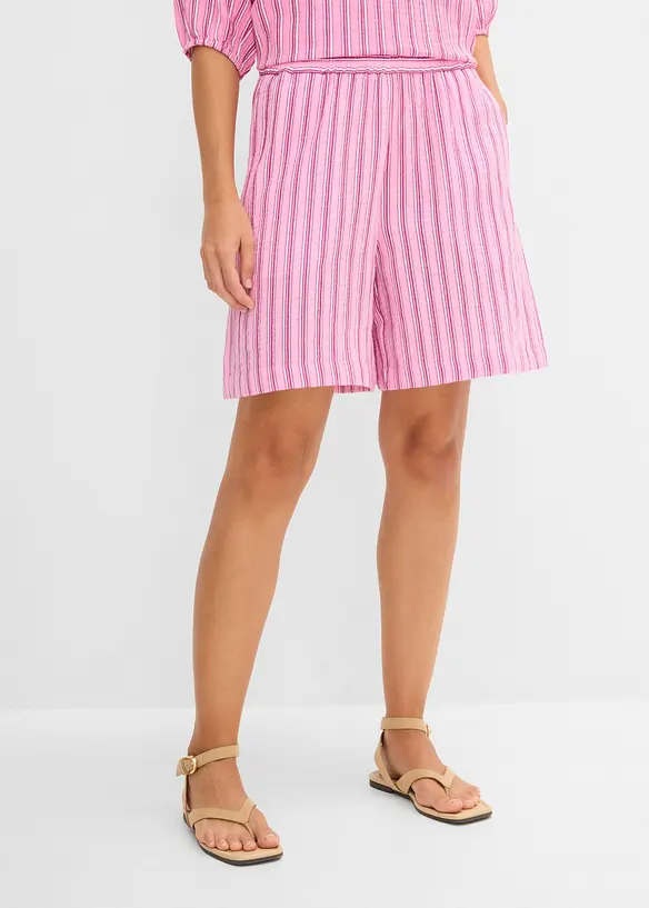 Short en gaze de coton &agrave; taille &eacute;lastiqu&eacute;e, bonprix