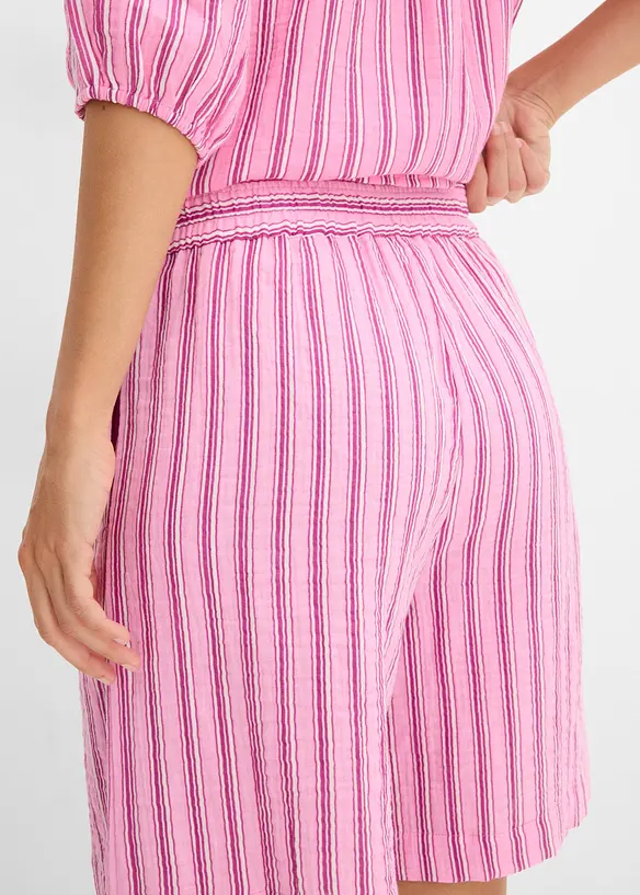 Short en gaze de coton &agrave; taille &eacute;lastiqu&eacute;e, bonprix